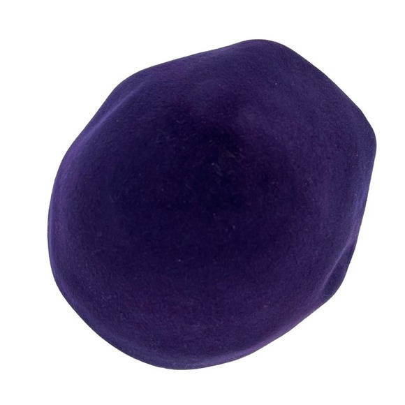 Vintage 60’s Beret Merfelt Merrimac Wool Hat Purple Navy Blue 22” - Picture 4 of 8